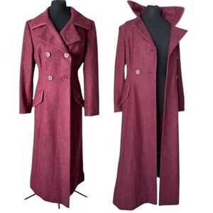 NWT J. Peterman Moon Luxury Double-Breasted Burgundy Coat
